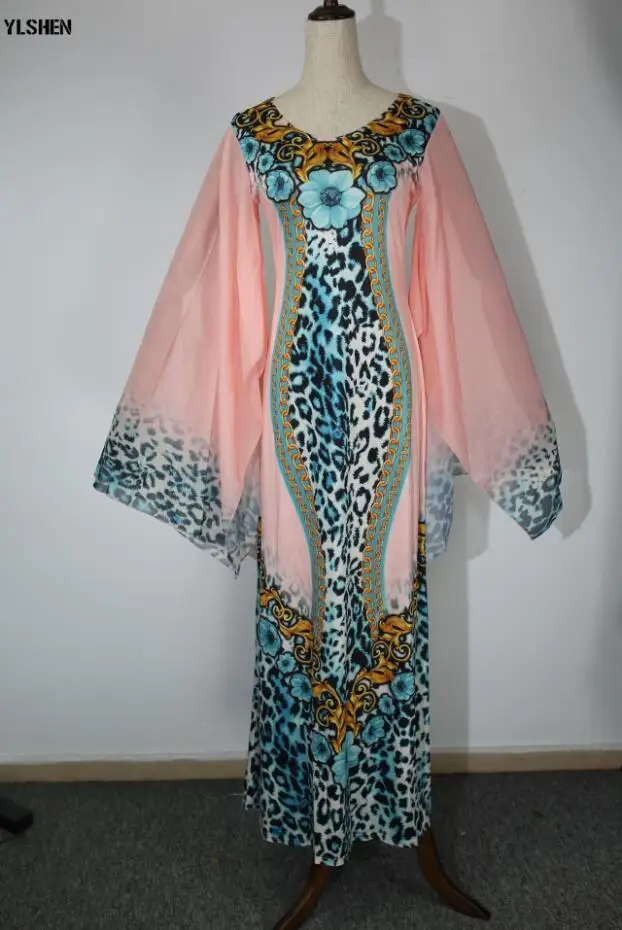 Style4 Color1 Новые африканские платья для женщин с принтом Дашики африканская одежда Базен Riche сексуальное тонкое платье с рюшами на рукавах длинное Африканское платье макси для женщин - Цвет: Style4 Color1