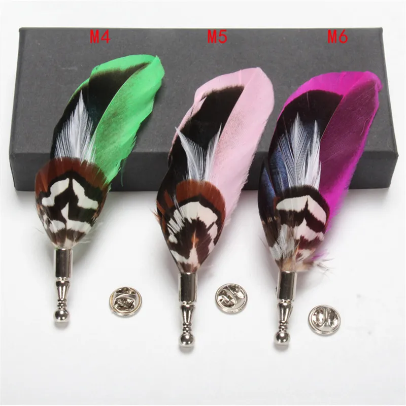 Мужская классическая брошь с перьями BoYuTe (5 шт./лот) свадебная бутоньерка 9 цветов
