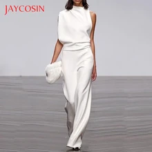 Jaycosin Комбинезоны для женщин Элегантные Простые широкие штанины на одно плечо Длинный комбинезон женские Комбинезоны macacao feminino
