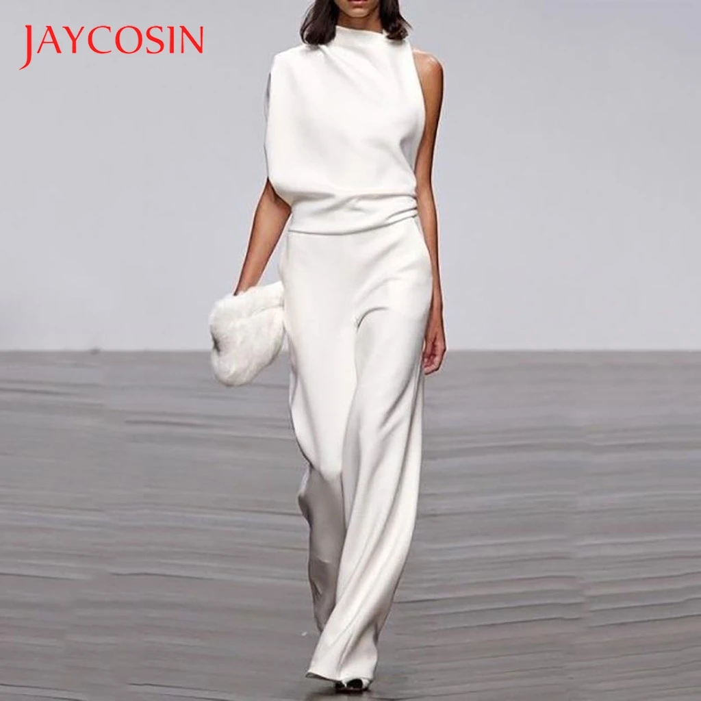 Женский Длинный комбинезон Jaycosin элегантный однотонный на одно плечо с широкими