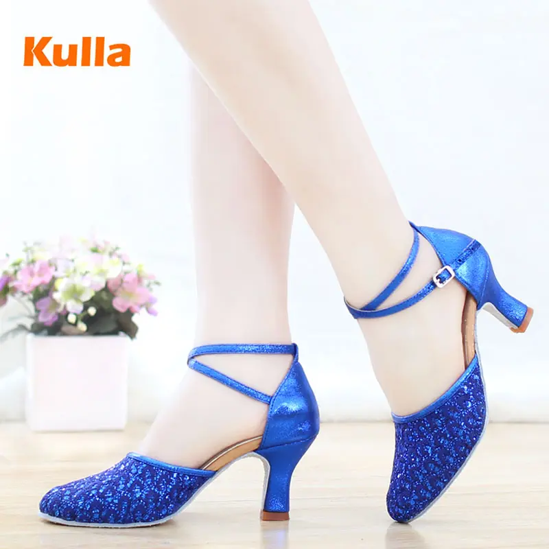 Women Latin Dance Shoes Salsa Ballroom Tango Shoes Wedding High Heel Black Glitter Ladies Girls Jazz Dancing Shoe Female Sandals