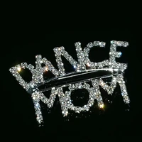 handmade word brooch pin dance mom words lapel pin in sliver tone rhinestone jewelryaccessories unique gift wholesale