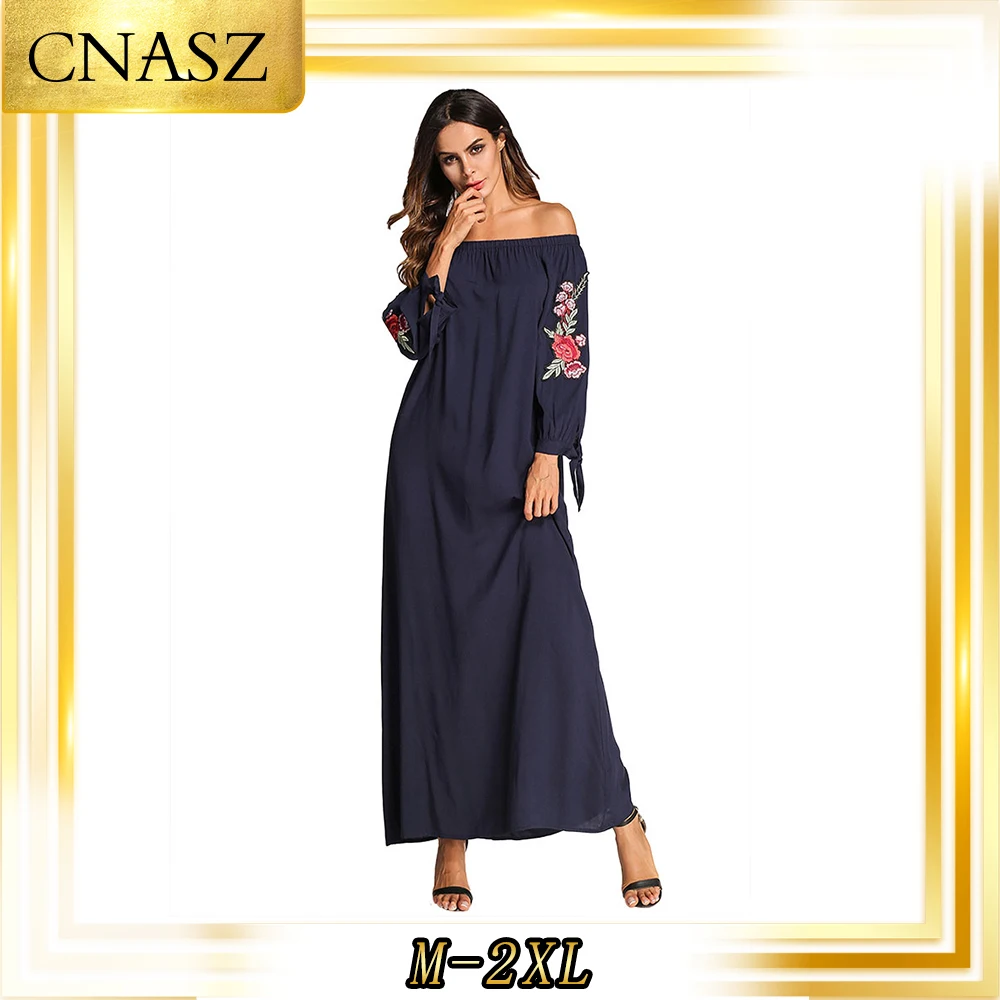 Мусульманская длинная юбка Islamc платье Осень Национальный ветер наклейки слово