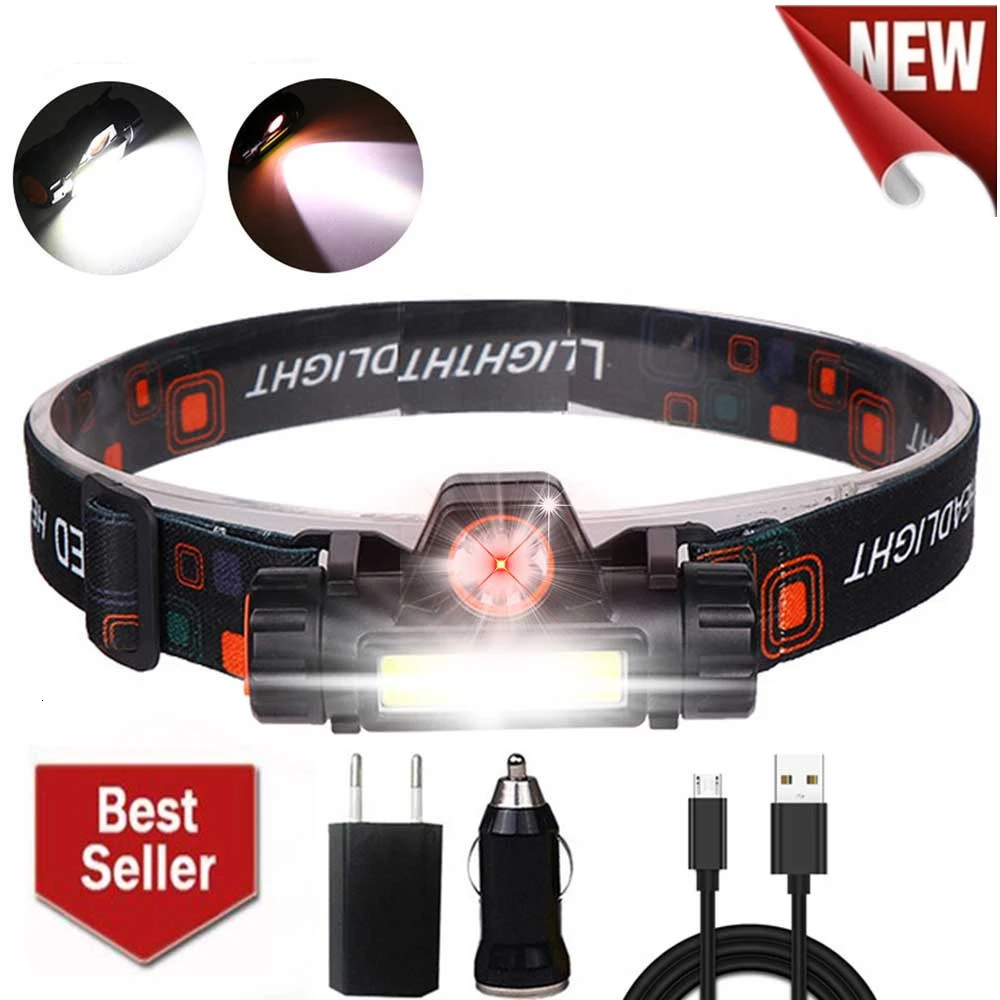12000lm мощный головной светильник Xpe+ cob Usb Перезаряжаемый налобный фонарь встроенный аккумулятор головной светильник водонепроницаемый Головной фонарь для кемпинга Головной фонарь