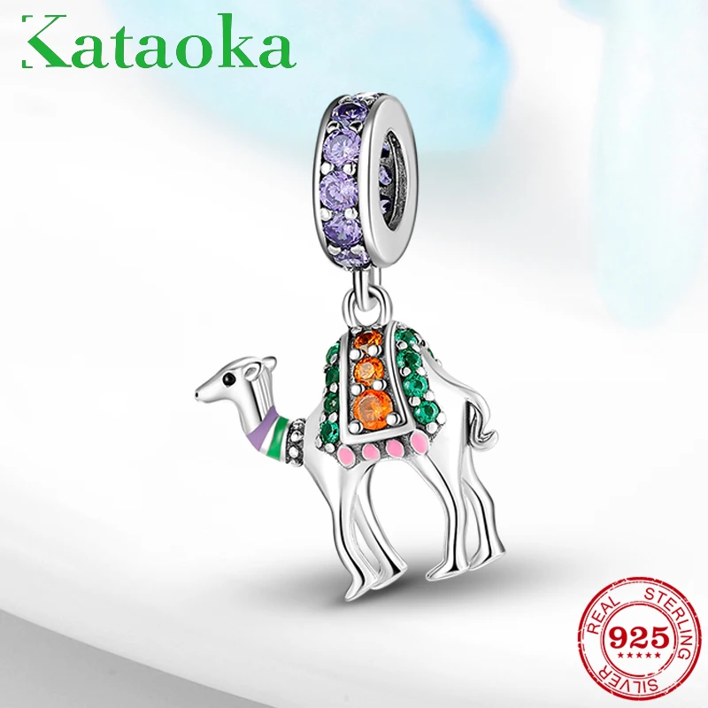 Новый 925 стерлингового серебра красивая пустыня подвеска верблюд бусины