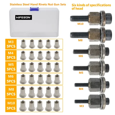 Заклепочная гайка, модели и комплектация в ассортименте - изображение