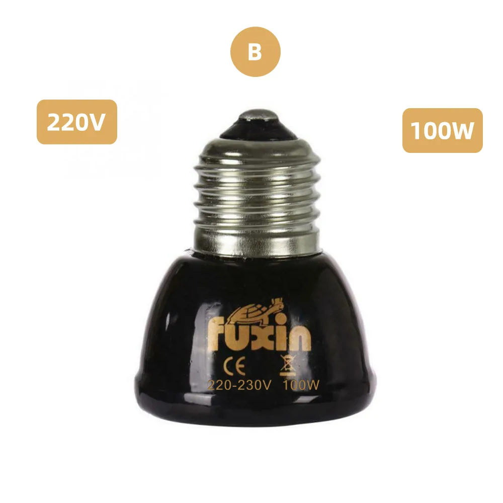 B 220V 100W E27 Pet Heating lamp Mini Infrared Ceramic Emitter Heat Bulb Pets Turtle Heating Light Box Warmer Light Bulbs 25/50/75/100W - Цвет: B 220V 100W