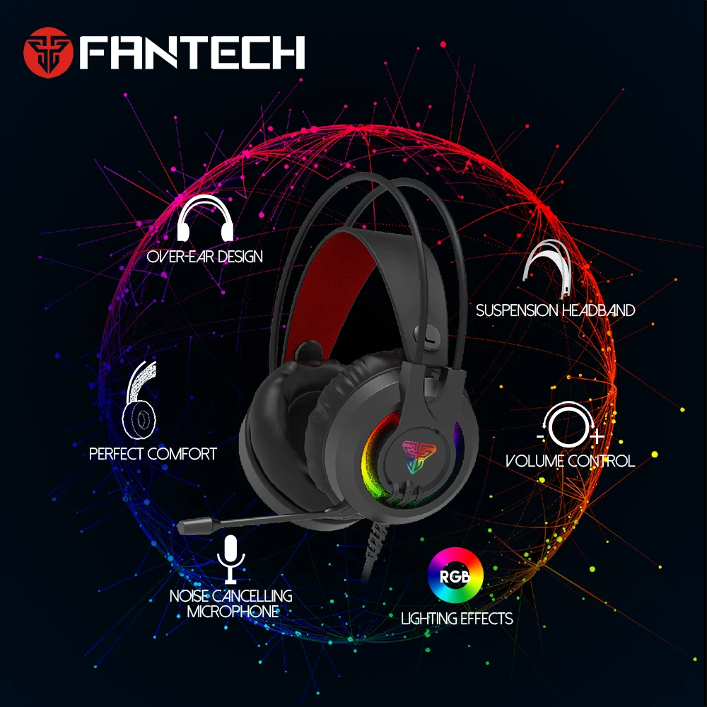 Проводные игровые стереонаушники FANTECH HG20 с микрофоном и RGB-подсветкой |