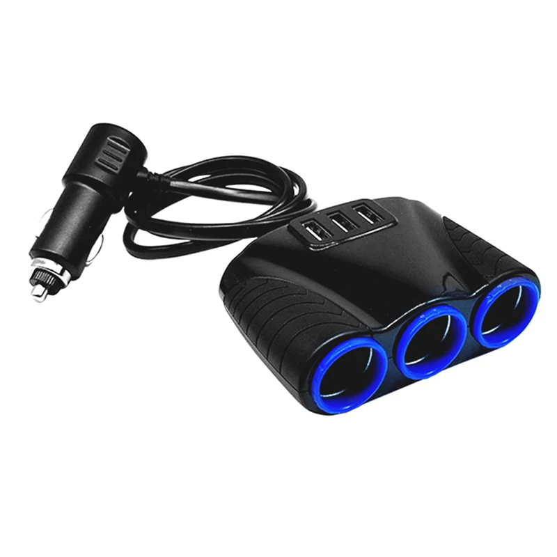 3 сторонний Разветвитель Прикуривателя 5 в USB зарядное устройство адаптер питания