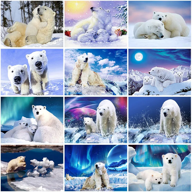 

Panda DIY 5D Diamond Painting Full Round Resin Mosaic Rhinestone Animal Polar Bear Diamond Embroidery Cross Stitch Wall Art