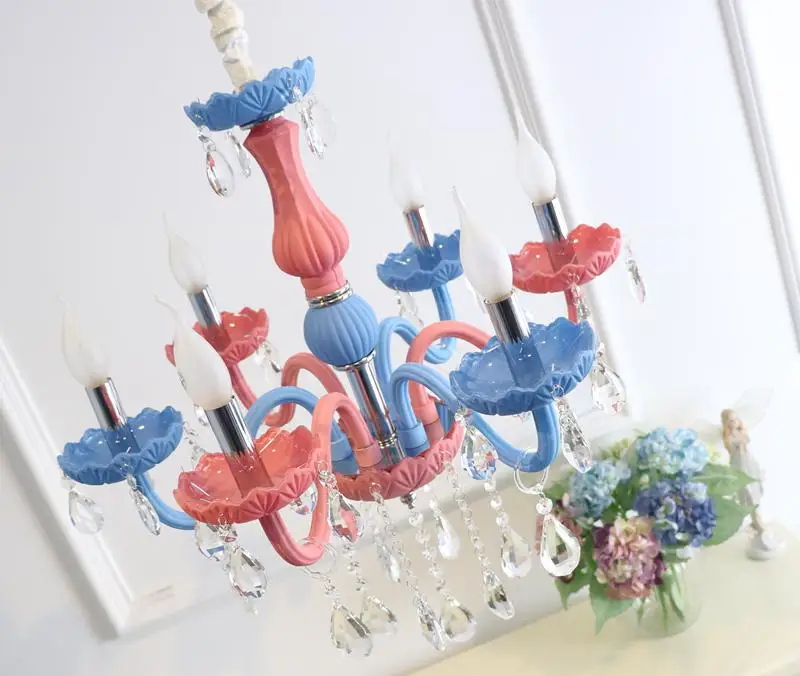 Мини детская комната цветная хрустальная люстра светодиодное освещение для