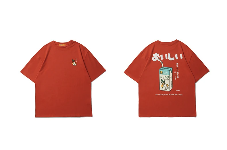 

New Arrive Japanese Cotton T Shirt Men Summer Cartoon Kanji Letter Print T-shirts Harajuku O-Neck Streetwear Baggy Couples Tops