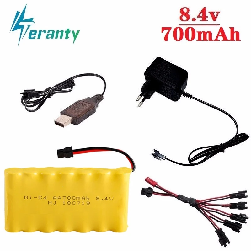 

Upgrade 8.4v 700mah Battery +Charger For Rc Toys Cars Tanks Trucks Robots Guns rc Boats AA Ni-CD 8.4v Rechargeable Battery Pack