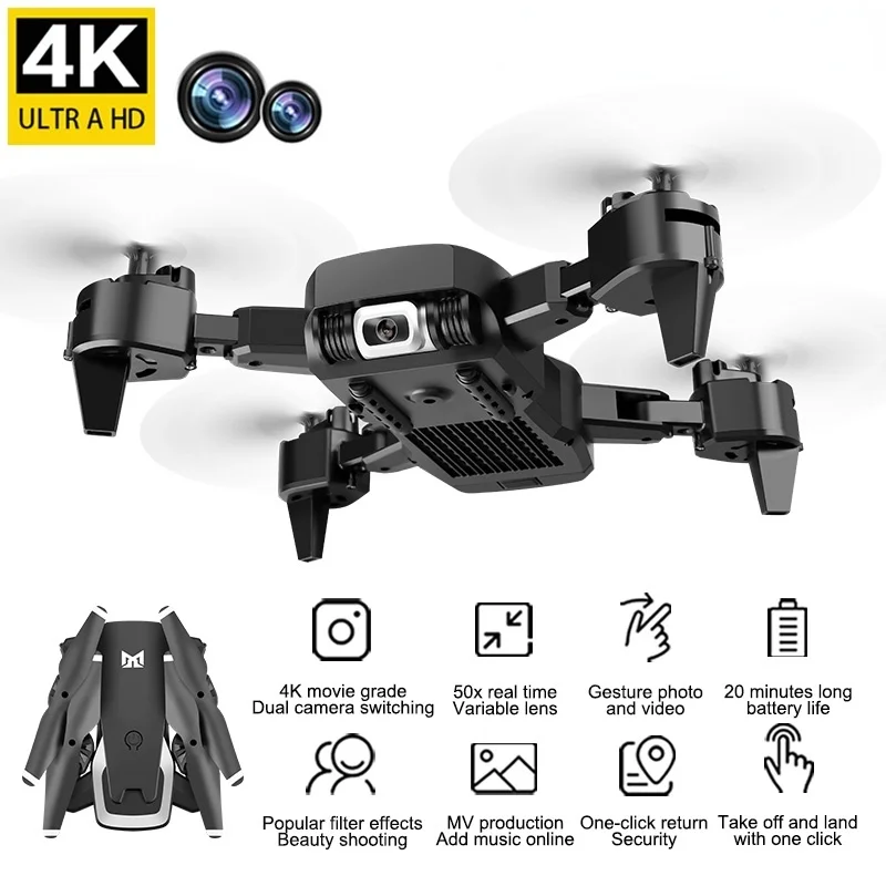 

New KK6 Drone 4K Mini HD With Camera Drone Hight Hold Mode RC Quadcopter RTF WiFi FPV Hover Foldable Helicopter Nice Gift To Kid