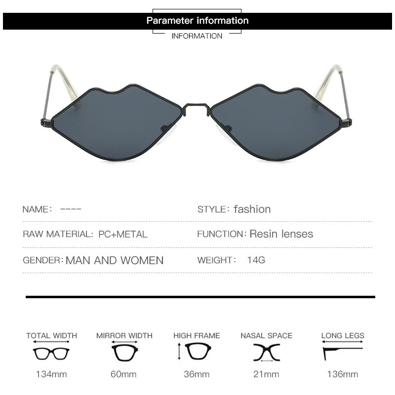 Очки солнцезащитные женские в форме губ UV400 | Аксессуары для одежды