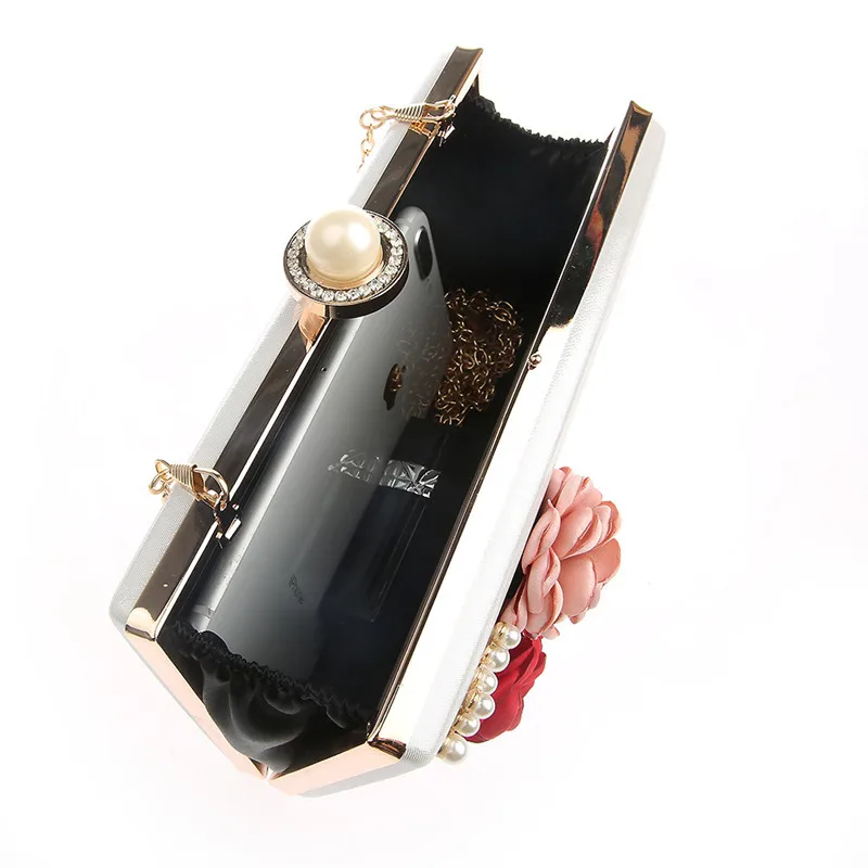 2019 high quality luxury handmade flowers evening bags brand dinner clutch purse with chain flower banquet | Багаж и сумки