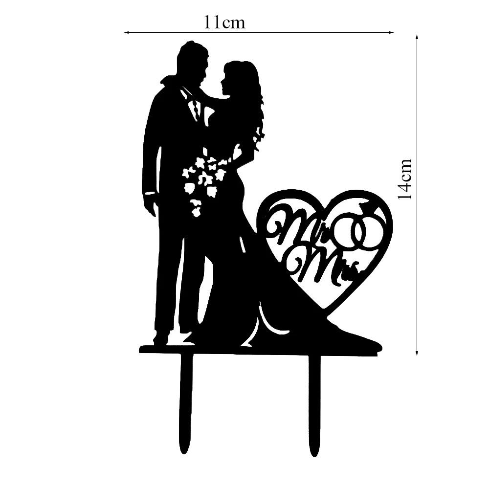 Cake Topper 44 Украшения на свадебный торт, фигурки из черного цвета в виде жениха и невесты Mr Mrs с кошечкой для маленьких собак торт топпера, свадебные Обручение вечерние украшения торта вечерние свадебные сувениры - Цвет: Cake Topper 44