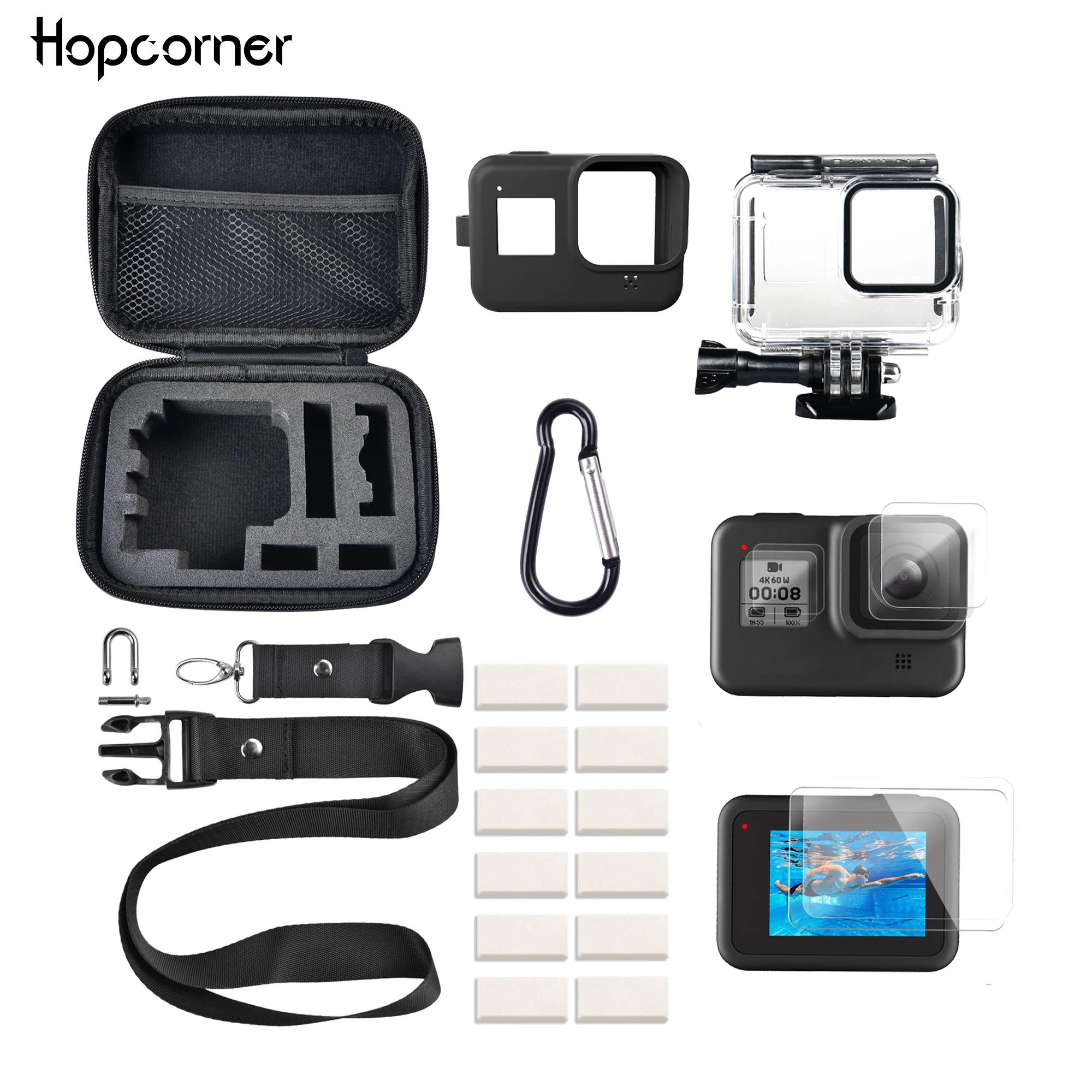 Набор аксессуаров для GoPro Hero 8 чехол переноски шнурок водонепроницаемый корпус
