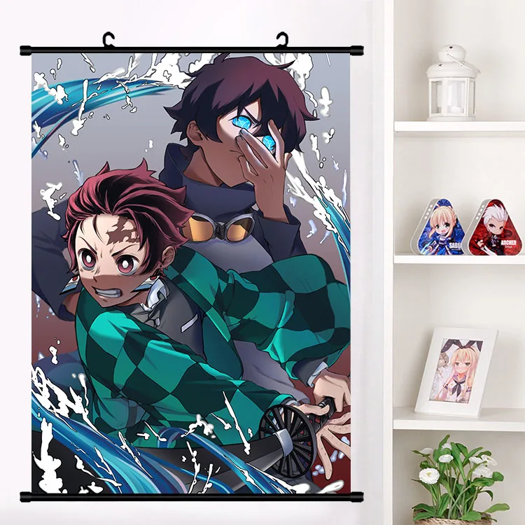 T Аниме Demon Slayer: Kimetsu no Yaiba Hashibira Kochou Shinobu Kanroji Kamado настенный плакат с прокручиванием домашний декор - Цвет: T