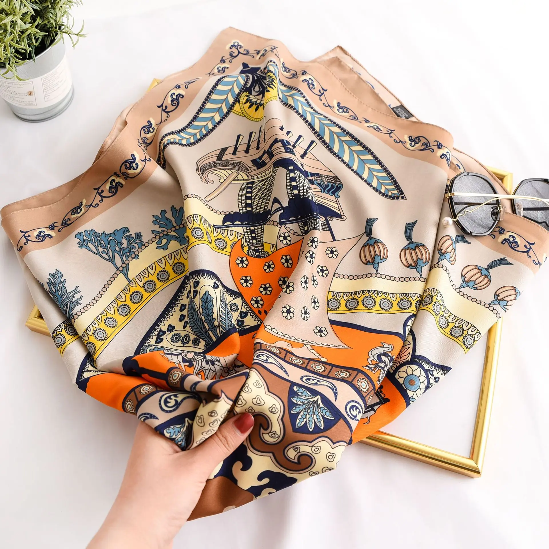

2020 New Fashion 90 yao guo hua da fang jin Female Spring Autumn Vocational Decorative Scarf women Sunscreen Shawl silk scarves