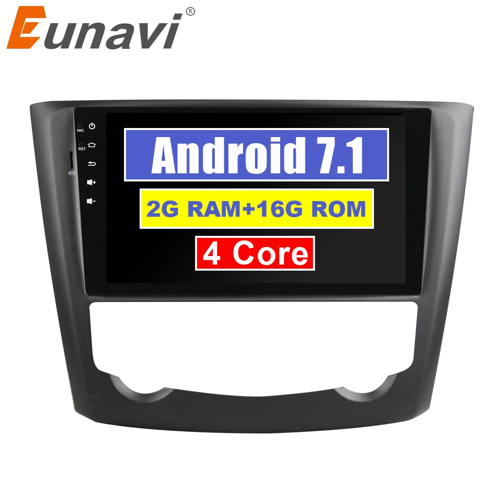 Eunavi 1 Din 9'' Quad core Android 7.1 Car GPS Navigation Radio Stereo For Renault Kadjar 2015 2016 2G RAM WIFI RDS Bluetooth |