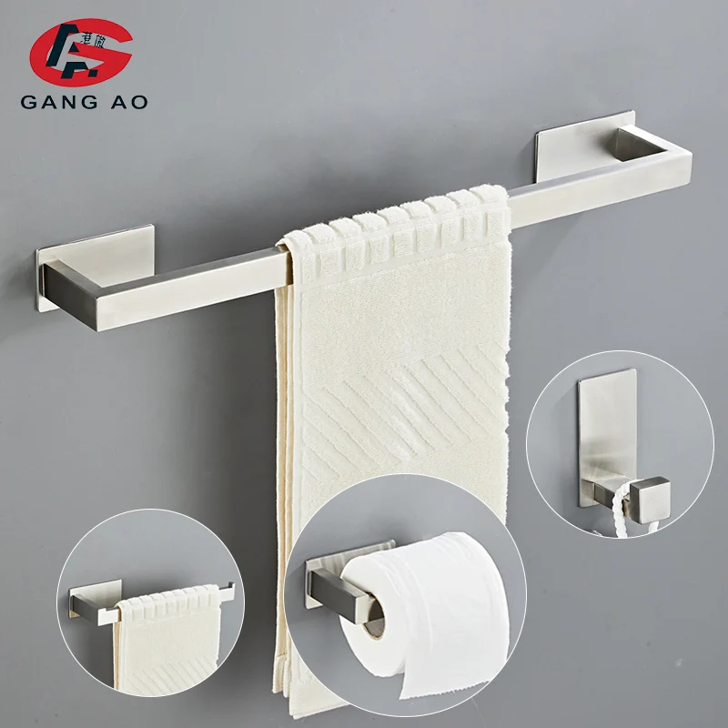 Серебристый набор аксессуаров для ванной комнаты из нержавеющей стали вешалка