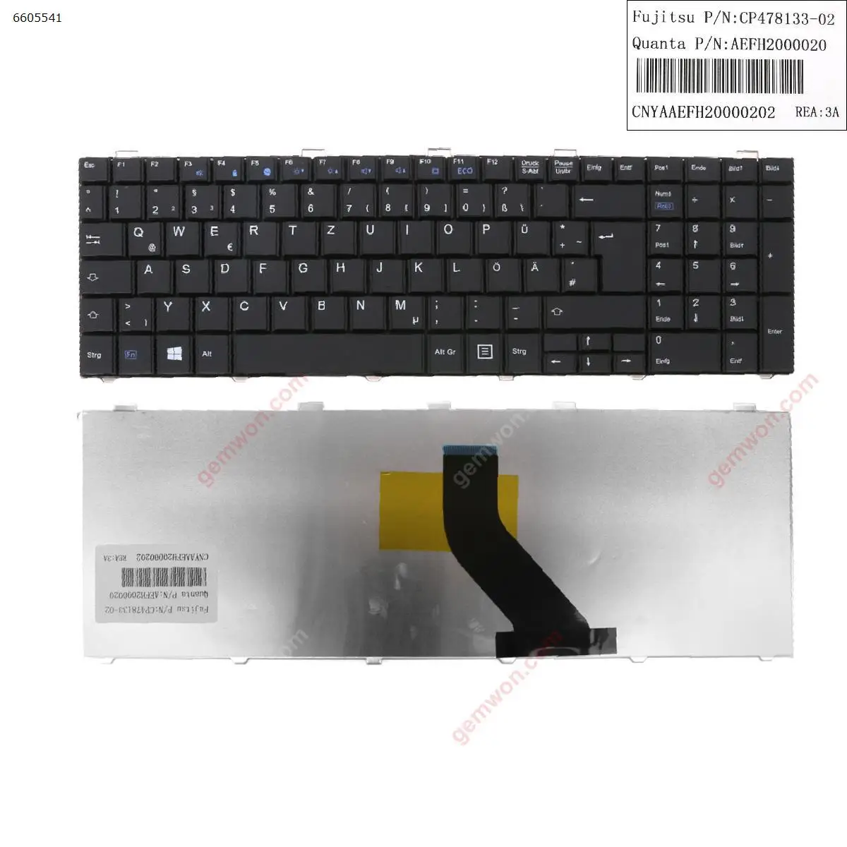 Клавиатура для ноутбука Fujitsu Lifebook A530 AH530 A531 AH531 NH751 QWERTZ черная без фольги - купить по