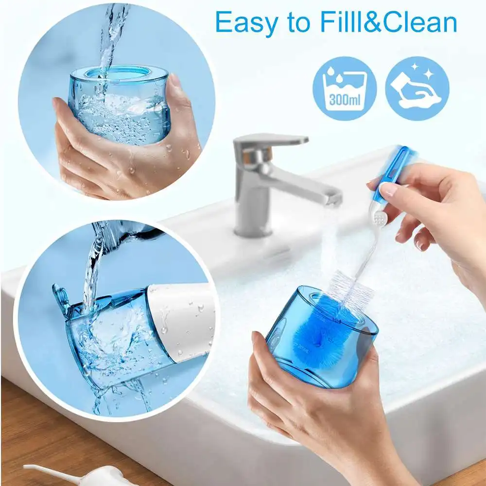 

Oral Irrigator USB Rechargeable Water Floss Portable Dental Water Flosser Jet 300ml Irrigator Dental Teeth Cleaner+2 Jet