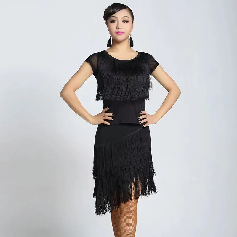 Женские костюмы для латиноамериканской бальной самбы топы с кисточками и