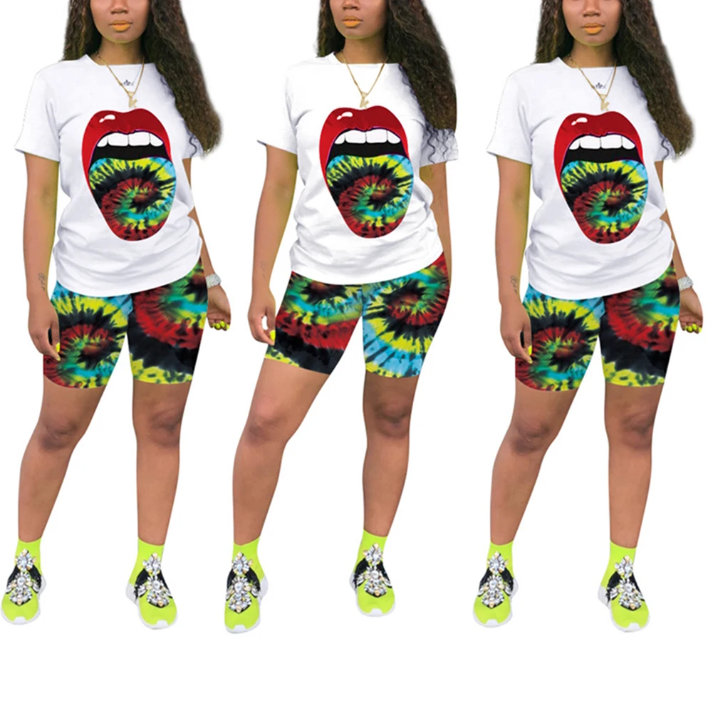 Женские спортивные брюки с принтом из двух частей летний наряд для тренировок