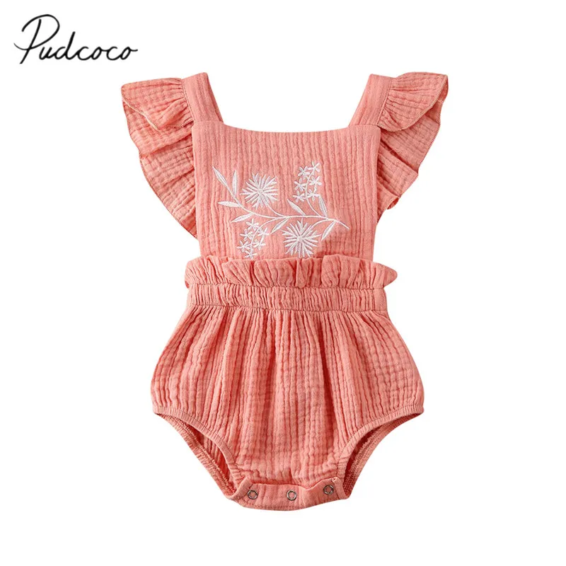 Летняя одежда для малышей 2020 боди с оборками и бантом новорожденных девочек