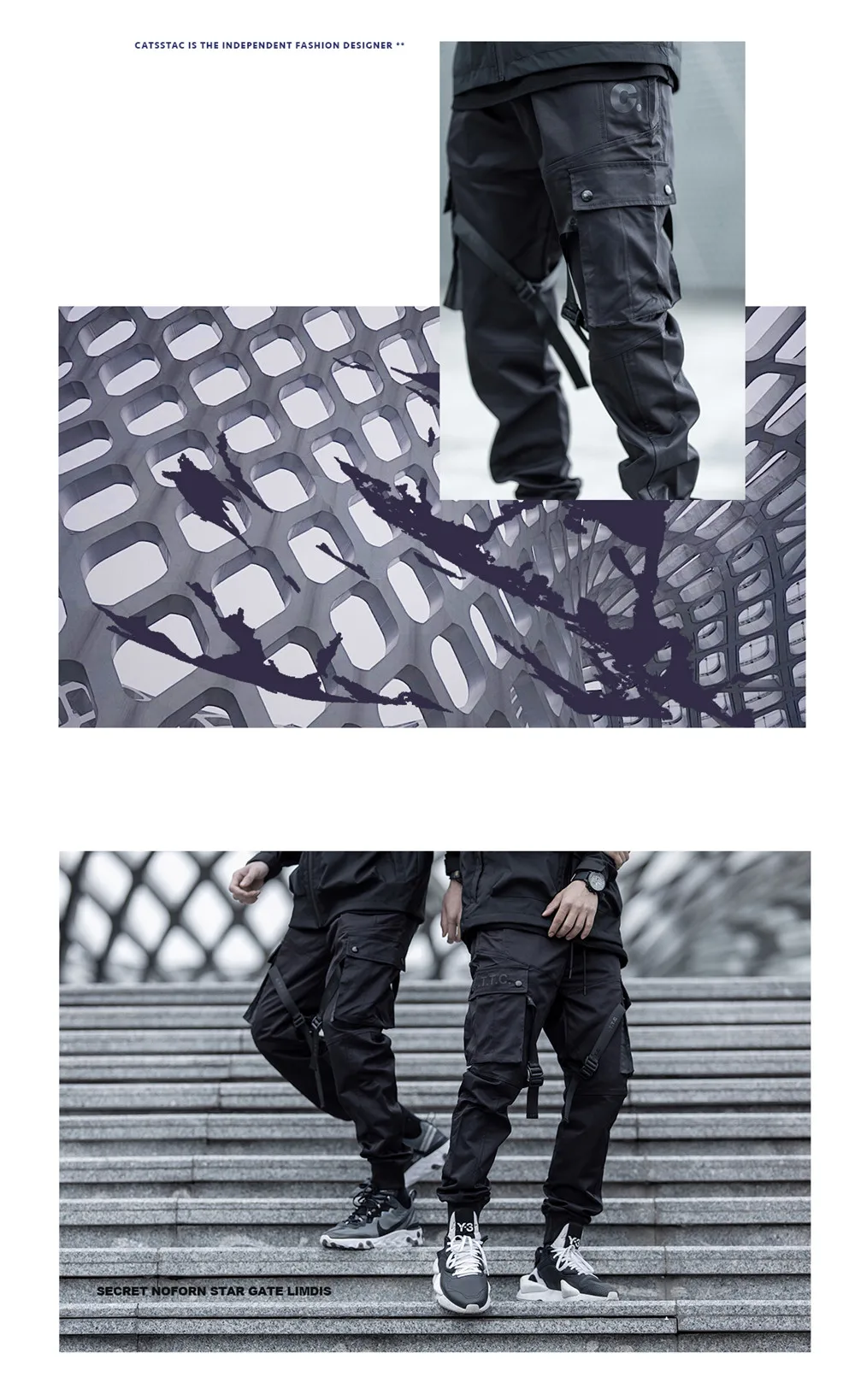 Светоотражающие Techwear Марка NEW FASHION Hi Street десант Для мужчин, спортивные штаны для бега черный гранж