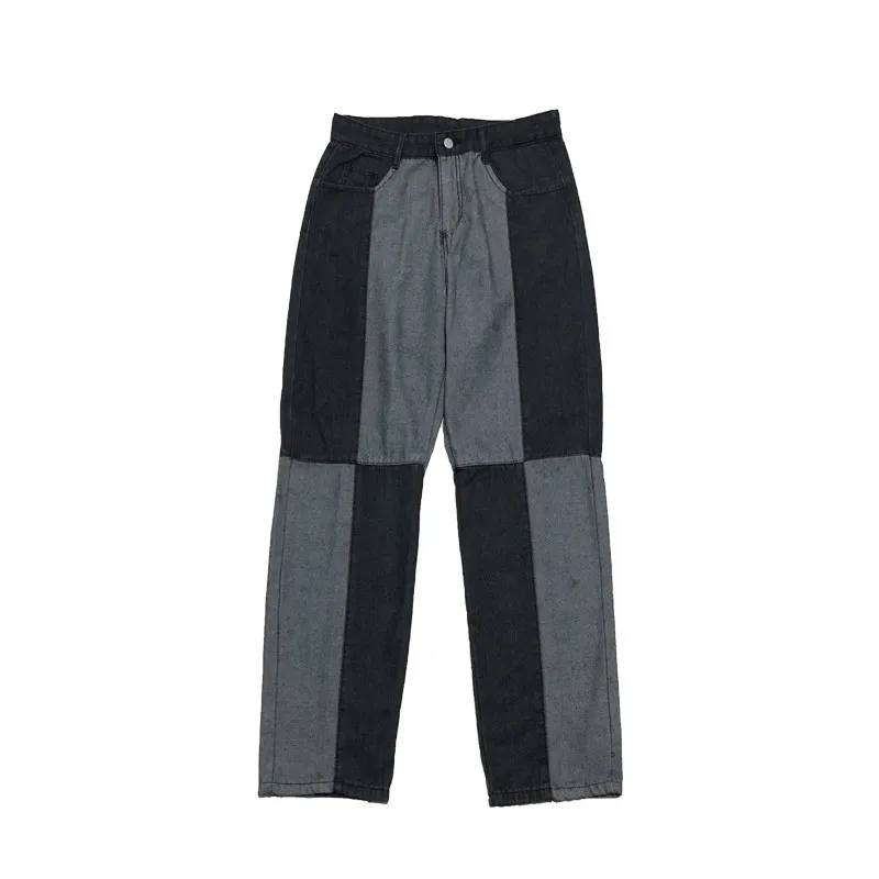 

2021 Women Jeans High Waist Patchwork Denim Trousers Casual Wide Leg Pants Fashion Plus Size Jean Pant Vintage Streetwear P9651