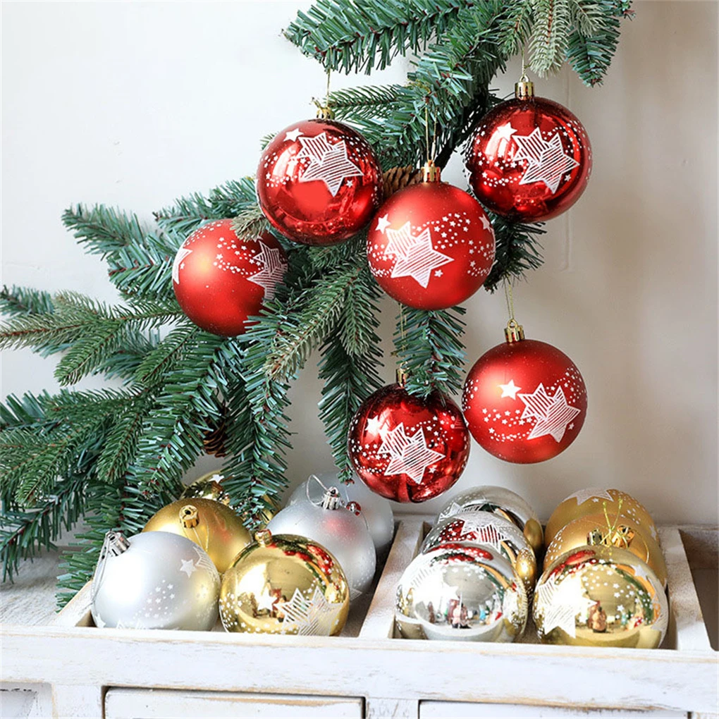 

Набор из 6 рождественских подвесных украшений в виде шариков, подвески для рождественской елки, украшения для церемонии, вечеринки, товары д...