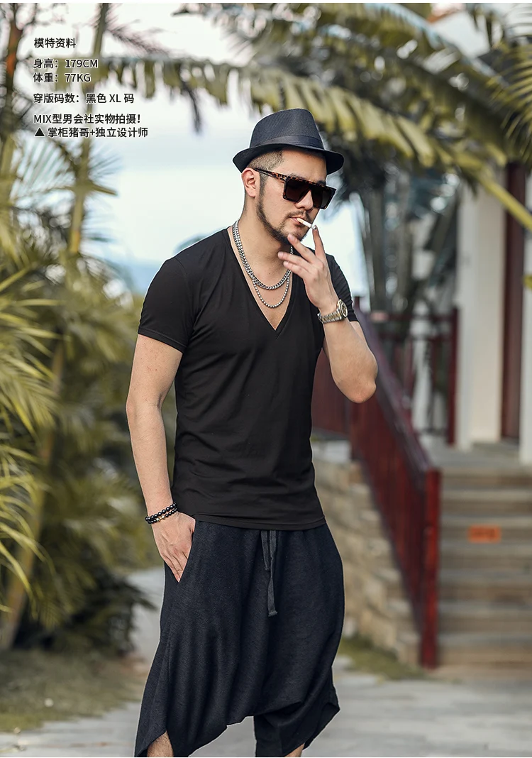 Новый дизайн с коротким рукавом нерегулярные одноцветные футболки мужские