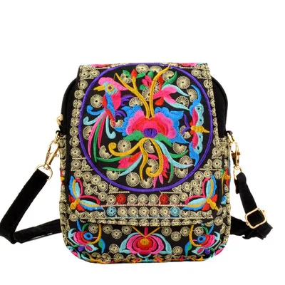 

New National embroidery women small shopping handbags!Nice floral prints lady cover shoulder bag All-match Casual canvas Carrier