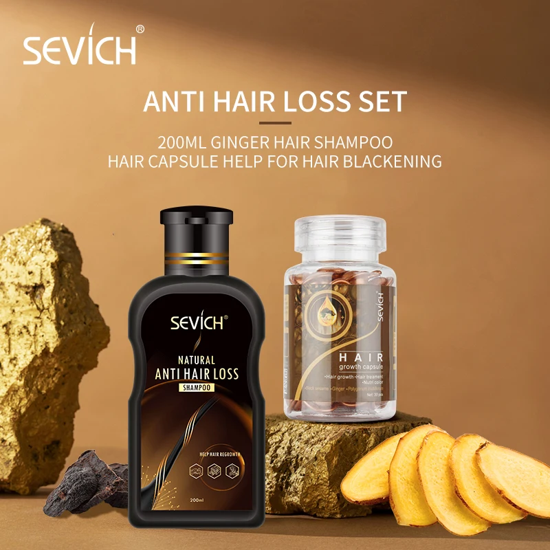 

Sevich Hair Loss Treatment Kit Polygonum multiflorum Hair Growth Capsule Nourishing Serum 200ml Anti-Hair Loss Ginger Shampoo