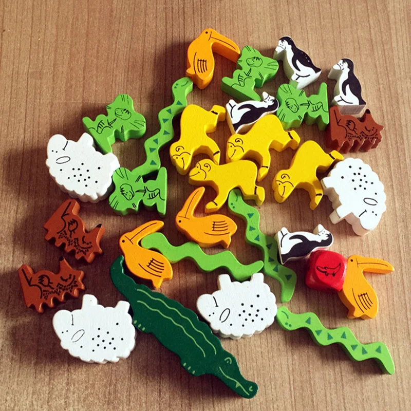 Деревянные строительные блоки для детей Монтессори деревянные животные