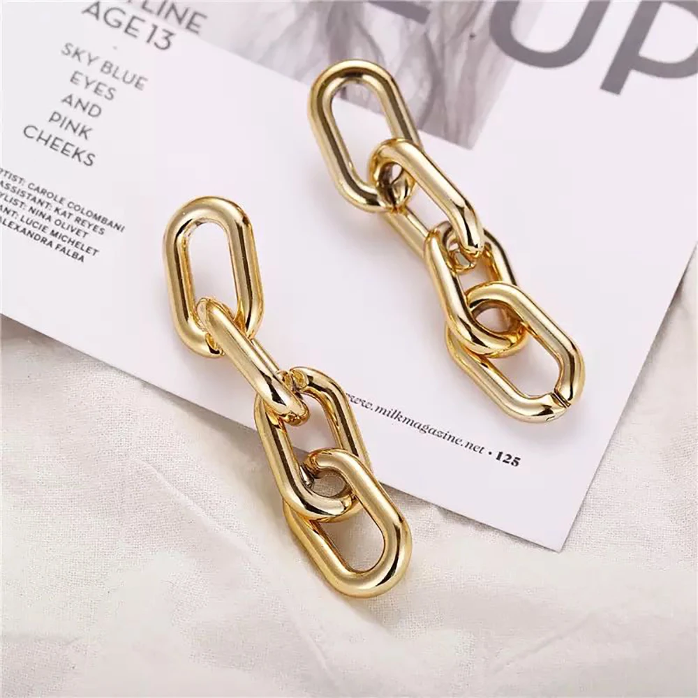 Женские акриловые серьги в стиле панк с толстой золотой цепочкой вечерние