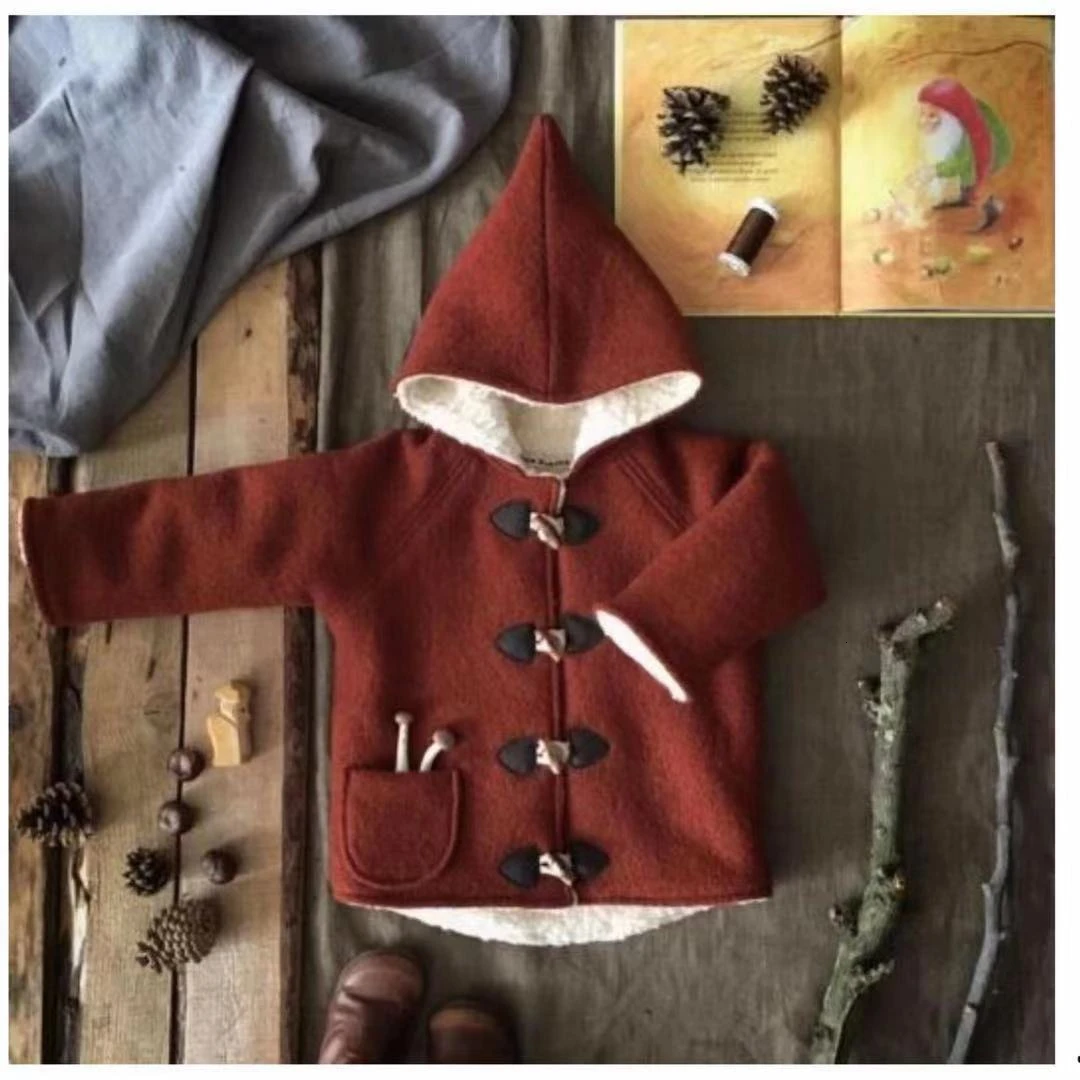 Детская шерстяная однотонная куртка новинка 2019 зимнее Брендовое бархатное