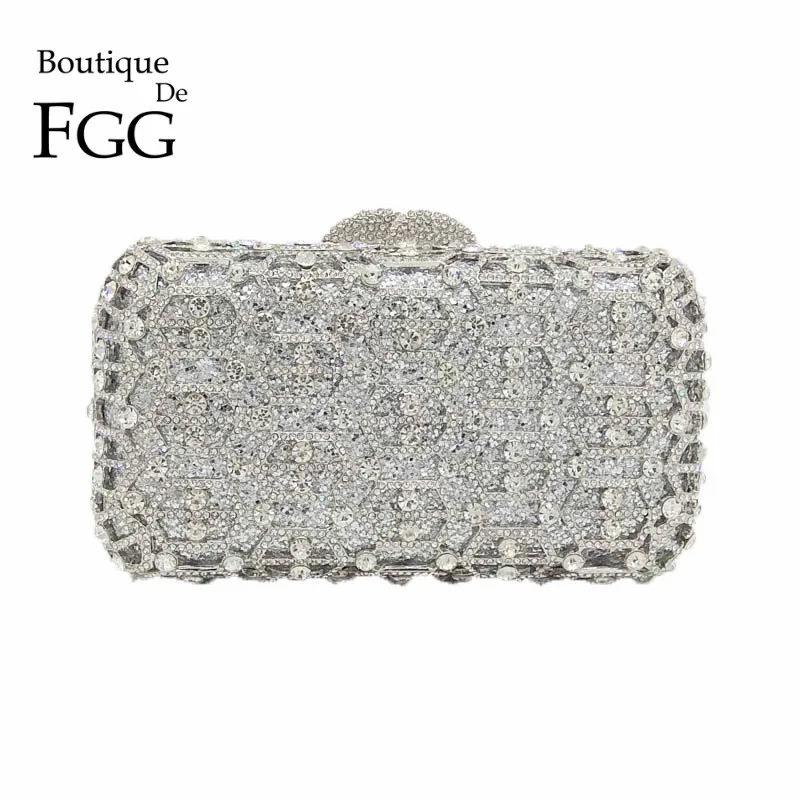

Boutique de FGG женские серебряные вечерние сумки и клатчи Свадебная Сумка-клатч со стразами вечерние сумочки-клатчи
