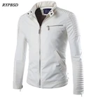 Модная кожаная куртка для мужчин байкеров 2021; Сезон осень-зима Повседневная обтягивающая модель, с воротником, для езды на мотоцикле, на молнии в стиле панк из искусственной кожи искусственная (-ый) пальто