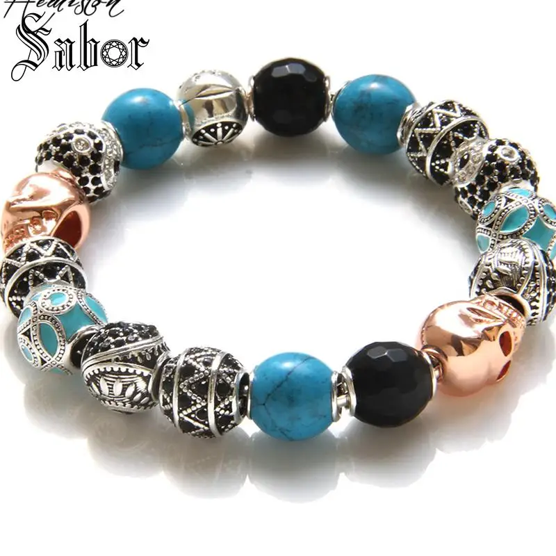 KM браслет из бисера с совой этнический маори зигзаг Череп Бусы Rebel Rock для мужчин