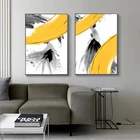 Абстрактная Современная Картина на холсте с серым силуэтом для девочек плакаты и художественная картина на стену желтые картины для гостиной спальни