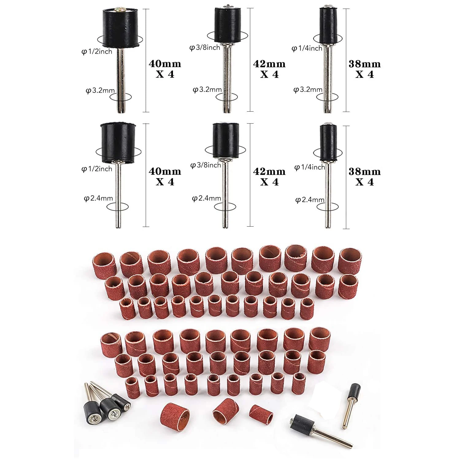 Набор шлифовальных барабанов 384 шт. насадки для дрели ногтей шлифовальные