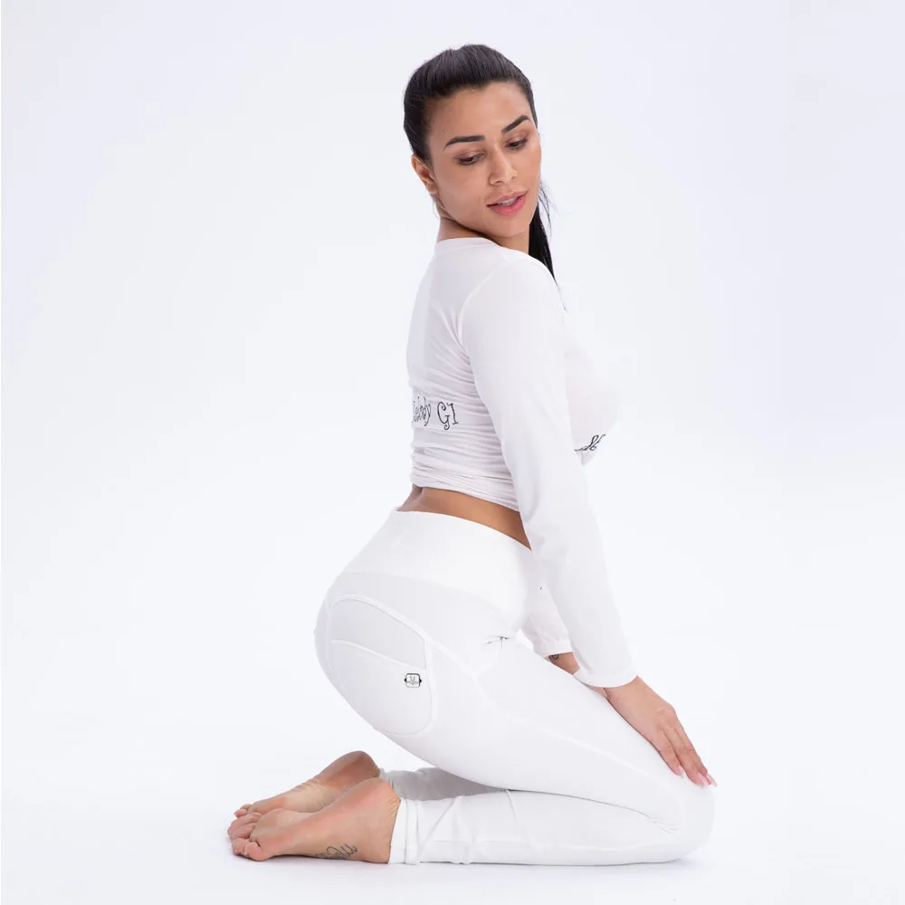 

Melody White High Waist Knitted Pants Best Shapewear Pants Women Fashion Butt Lift Yoga Pants Slim Shaper Sport Yoga Pants