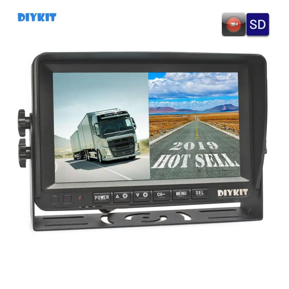 DIYKIT AHD " ips автомобильный монитор заднего вида Поддержка 960P AHD камера Поддержка sd-карты видео запись Diaplay две камеры s изображение