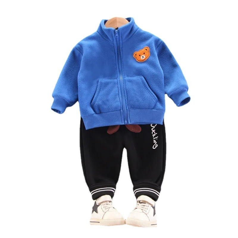 

Новый весенне-осенний костюм для маленьких мальчиков и девочек, детская мультяшная куртка и брюки, 2 шт./компл., модная одежда для малышей, де...