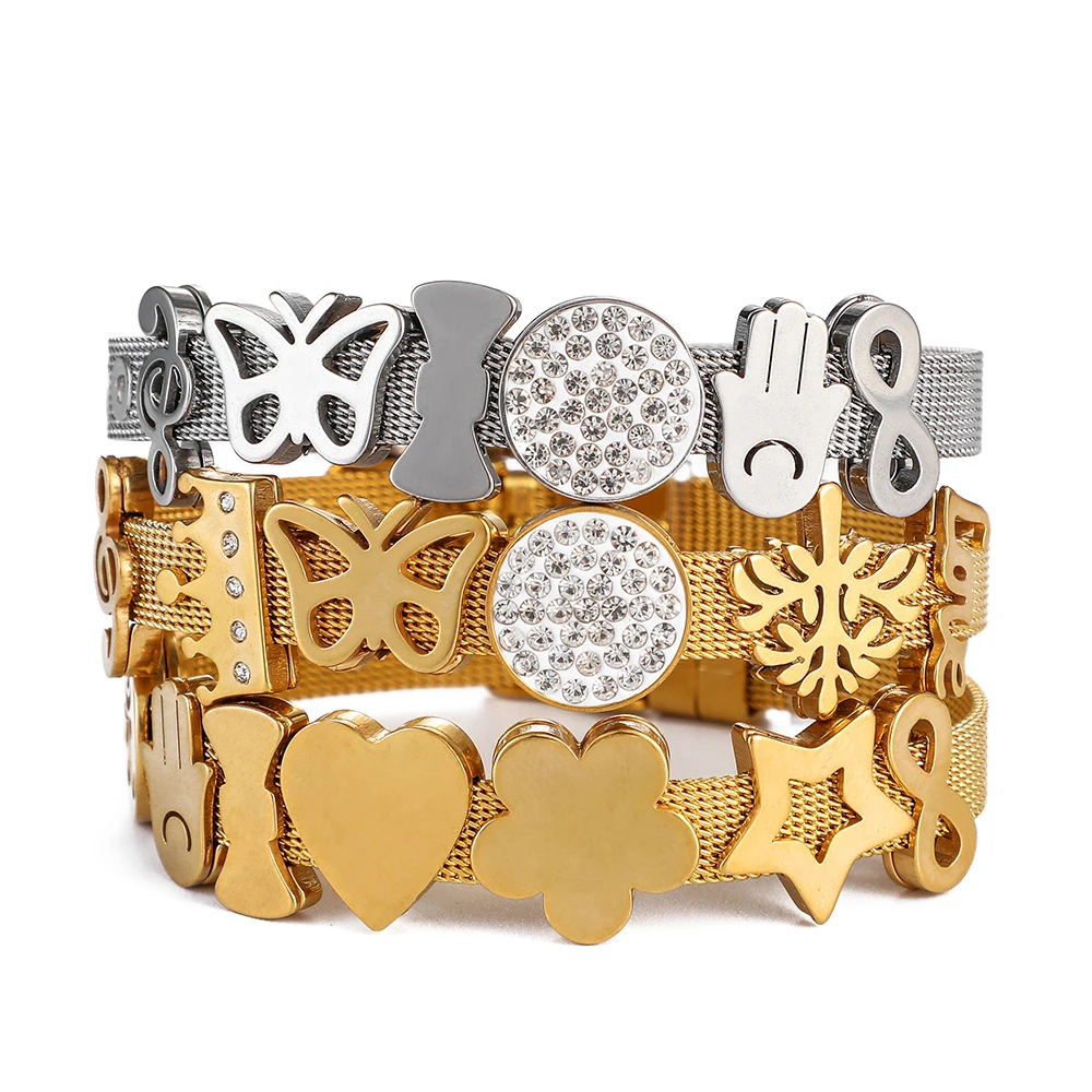 Хранитель серии Simple Letters с чистый CZ сетка из нержавеющей стали браслет для женщин