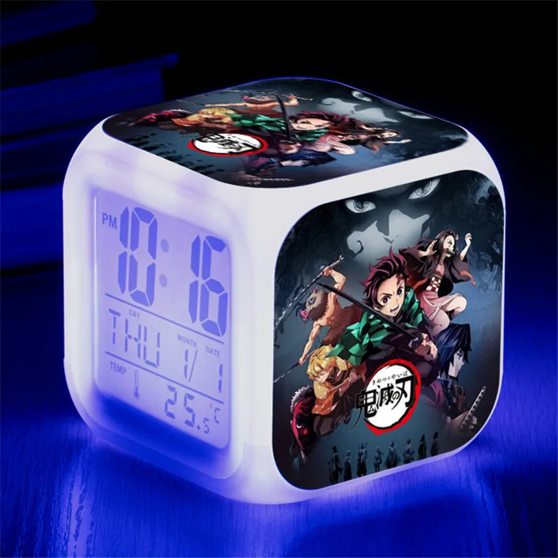 Demon Slayer Kimetsu No Yaiba Tsuyuri Kanawo Alarm Clock LED 7 Color Flash Changing Touch Light Funny Kids Toys Xmas | Игрушки и хобби
